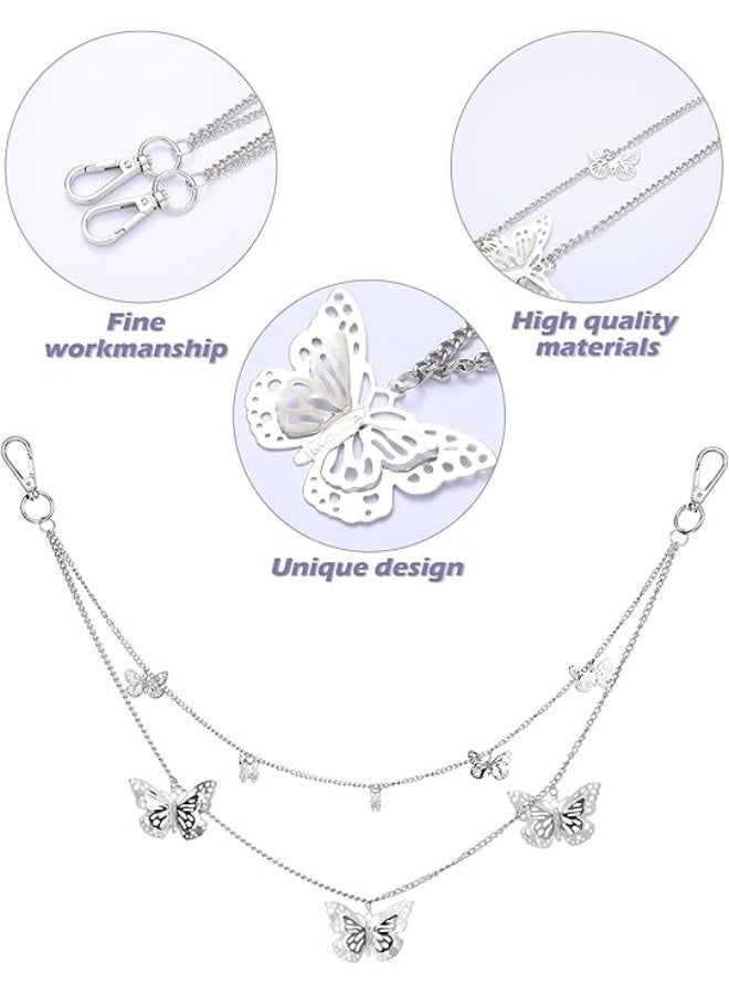 CLENEA 5 Pieces Metal Waist Chain Link Belt, Chain Belt, Jeans Pants Chain Pocket Waist, Chain Multi-Layer Hip Hop Metal Wallet Chain for Men Women - Image 2